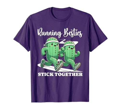 Running Besties Stick Together Cactus Matching Running Buddy T-Shirt