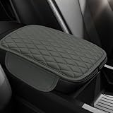 Car Center Console Cover, Car Armrest Cover Cushion, Leather Support Pad with 2 Storage Bags, Universal Interior Decorative Accessory for Most Vehicles, SUVs, Trucks, RVs (Gray)