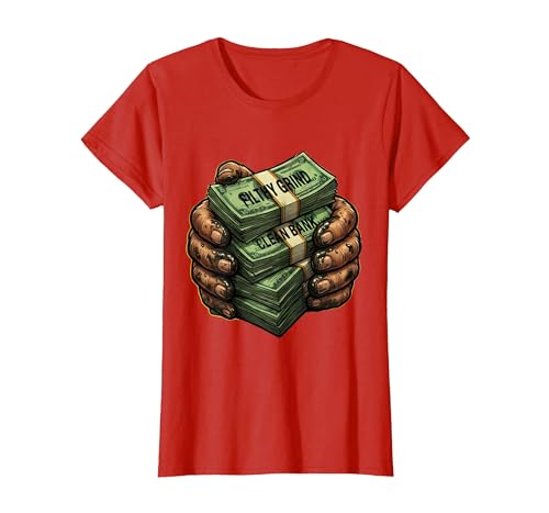 Filthy Grind Clean Bank Dirty Hands Design T-Shirt, Women, Red, Medium