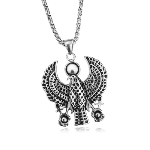 Naivo メンズ エジプト エジプト ホルス ファルコン アンク ペンダント ネックレス ステンレススチール ジュエリー, 金属, 宝石なし