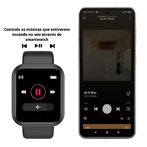 SmartWatch Relógio Pulseira Inteligente Bluetooth Carregamento Rápido com Notificações, Resistência