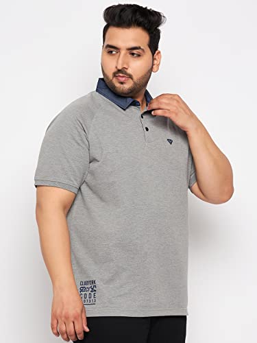 Image of Club York Men Cotton Blend Half Sleeve Polo Neck Solid Plus Size T-Shirts