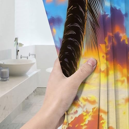 Rideau douche coucher de soleil 180 x 180 en polyester imprimé avec crochets pour baignoire d'hôtel - 5