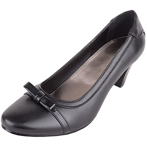 Damen Pumps mit hohem Absatz, einfach anzuziehen, für Arbeit, Uni, Hochzeit, formelle Anlässe, Schwarz , 36 EU Cover