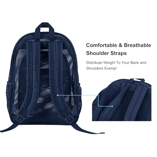 Image of COVAX Mesh Backpack for School Heavy Duty Semi-Transparent Bookbags for Beach, Swimming, Sports, Work, Travel (Royal Blue)