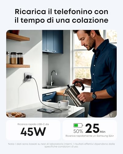 Anker Nano 45W Caricabatterie USB C, ricarica rapida, compatto e pieghevole per Samsung Galaxy S25 Ultra/S24, iPhone 17/16, MacBook, Pixel 9, iPad (cavo da 183 cm incluso) - Immagine 3