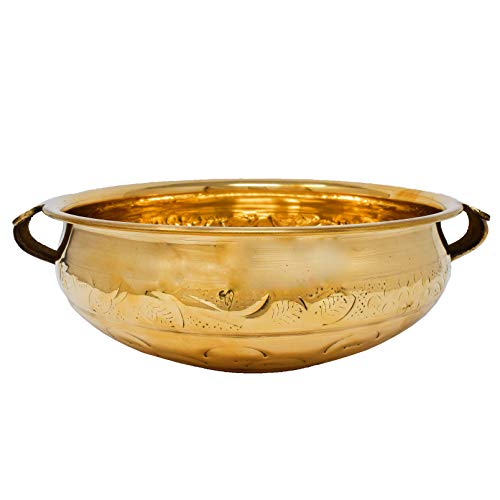 Hashcart® 10 Inch Decorative Brass Urli For Floating Candles And Flowers - Designer Urli Brass Pot Home Décor Items - Traditional Brass Uruli Bowl #TOP2