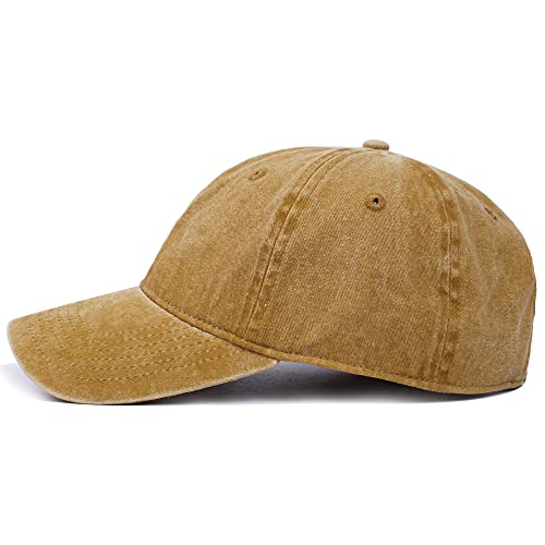 Image of HH HOFNEN Baseball Cap Washed Cotton Unstructured Vintage Hat for Men Women | Unisex Sports Ball Caps Sun Protection Adjustable Outdoor Curved-Brim Dad Hat Classic Plain Cap