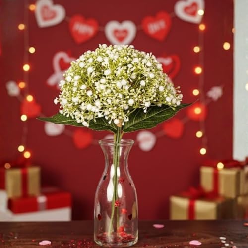 Image of SATYAM KRAFT Pcs Bunch Artificial Dahlia Flowers - 7-Stem Faux Floral Bouquet for Home & Office Decor, Wedding, Party Decoration,Realistic Fabric Flower Arrangement (1, White)