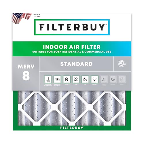 Filterbuy 24x24x4 Air Filter MERV 8 Essential Dust & Allergy Defense (1-Pack), Electrostatic Pleated HVAC AC Furnace Filters Replacement, Made in USA (Actual Size: 23.38 x 23.38 x 3.63)