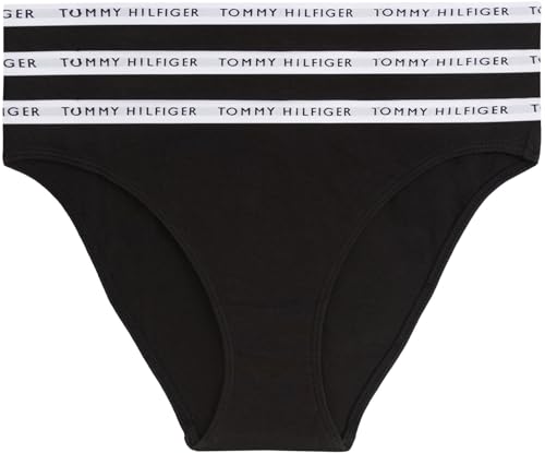 Tommy Hilfiger Women’s 3 Pack Briefs Underwear, Black (Black/Black/Black), L