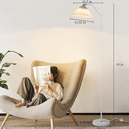 Meaterli Floor Lamp, Industrial Floor Lamp With 12W Led Bulb In 3 Colours, 360°Rotation Tall Lamp, On/Off Footswitch, Minimalist, Modern Floor Lamp For Office,Bedroom,Reading,Work Etc. (A：white) #TOP2