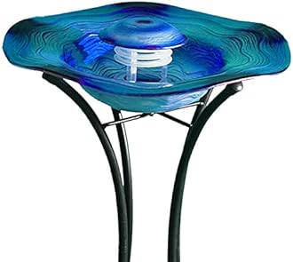 XBrand Floor Mist Fountain with 12 Color Changing LED lights and Inline Control, 27 inch Tall, Glass and Metal, Blue, Mist Water Fountain, Indoor Floor Water Fountain, Aromatherapy Mist Fountain