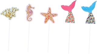 CIYODO 30 Pçs Enfeites De Bolo De Aniversário Com Decoração De Coral Enfeites De Sobremesa Enfeites De Bolo Sereia Enfeites De Bolo Enfeites De Bolo Sereia Decorações Enfeite Cartola