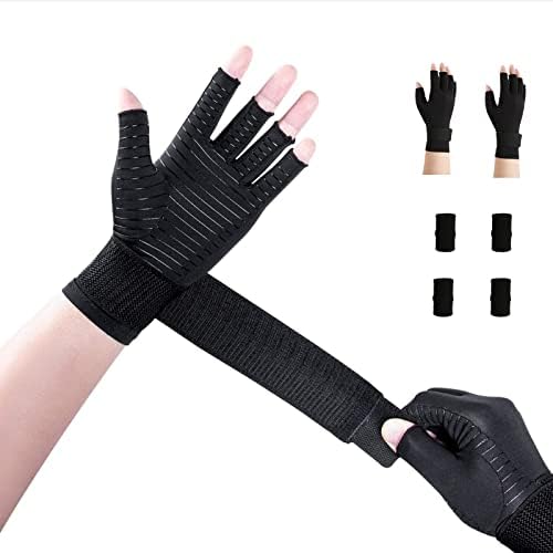 AovYoo 2 Pairs Wrist Support Arthritis Compression Gloves Raynauds Gloves Rheumatoid Osteoarthritis Carpal Tunnel -Relief Tendonitis Hand Pain (L-XL)