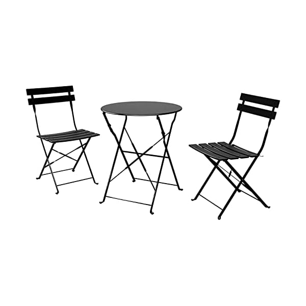 SAYA KIJI Indoor/Outdoor 3-Piece Foldable Bistro Set, Folding Outdoor Patio Furniture Sets, 2 Chairs and 1 Table, Weather-Resistant Outdoor/Indoor Conversation Set for Patio, Yellow, Black, US001