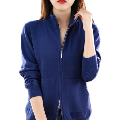 Women Wool Sweater Double Zipper Cardigan Casual Knitted Tops Soft Thick Cardigan Outerwear2