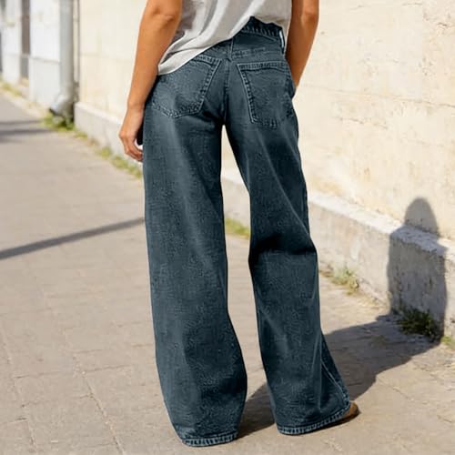 JiXiang Petite Wide Leg Jeans Women High Waisted Stretchy Comfy Denim Pants Full Length Baggy Loose Fit Boyfriend Trousers - image 4
