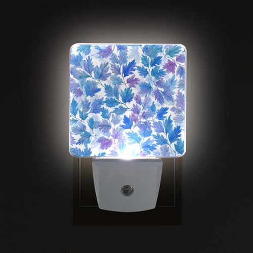 Lámpara de noche con sensor LED patrón hojas azul miniatura 2