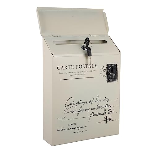 KONTONTY Boîte Aux Lettres Murale Rétro Verrouillable De Style Américain Boîte à Suggestions Vintage Impression Anglaise Décoration Polyvalente pour Intérieur Et Extérieur