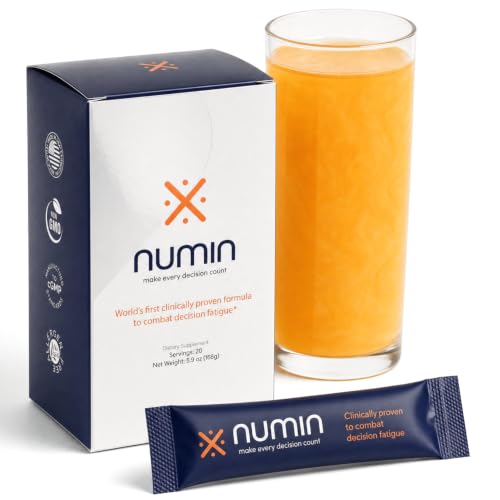 Numin Brain Supplements for Memory and Focus, Nootropic Focus Supplement, Clinical Trial-Backed Decision Fatigue Sachets with Rhodiola Rosea, L-Tyrosine, Curcumin, MSM & Chromium Picolinate, 20 Count