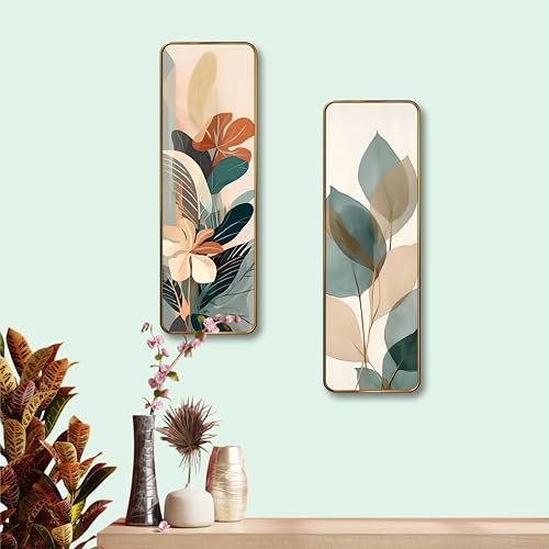 Image of Livin'luxe Abstract Botanical Floral Wall Panel Set of 2 | Sparkle Lamination MDF Wall Art | Modern Nature-Inspired Decor for Living Room, Bedroom & Hallway Walls (12 x 18 Inch) AS-11