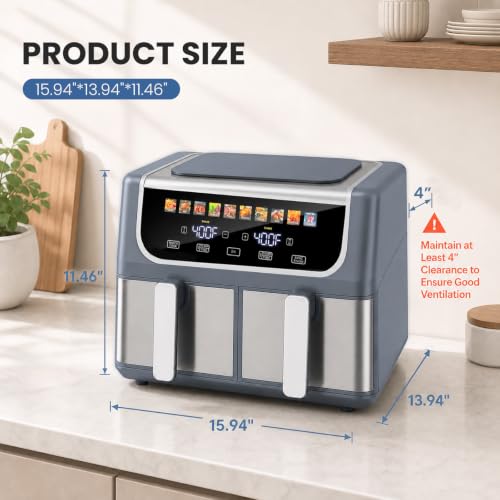 Image of OLIXIS Dual Air Fryers with 2 Baskets 9.5 Quarts Large Airfryer 10-in-1