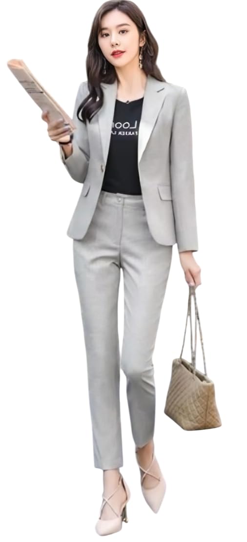 Women's Cotton Blend Casual Printed Full Sleeve Collared Top and Pant Set with Blazer | Western Set for Women