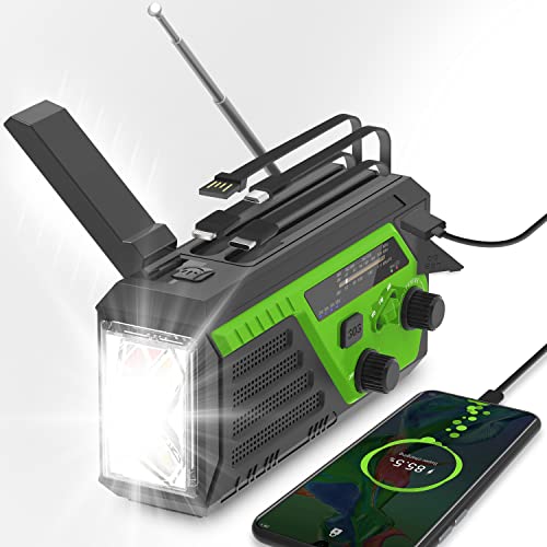 6000mAh 緊急クランクラジオ AM FM NOAA 気象ラジオ 緊急気象ラジオ 携帯充電器付き 3つの懐中電灯モード 読書ランプ 緊急時用SOSアラーム アウトドア