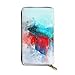 Produktbild JHGFG Aquarell Bild von siamesischen Kampffisch Echtes Leder Geldbörse Lange Damen Geldbörse Handtasche Multi Kartenhalter Organizer Für Frauen Personalisiert