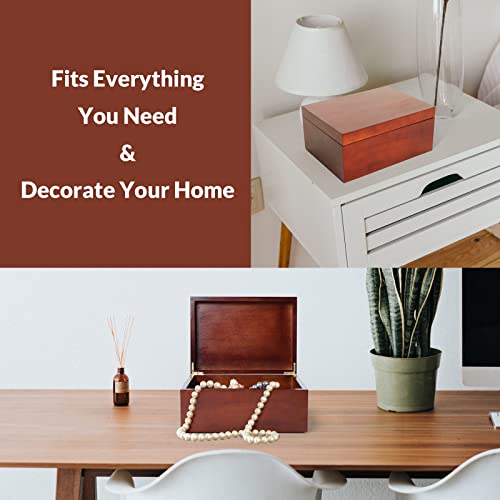 Wooden Storage Box With Hinged Lid, Large Cedar Lidded Wood Decorative Keepsake Boxes For Jewelry, Treasure, Gift, Toys, Home, Memory -11 X 8 X 5 Inch (Brown) #TOP5