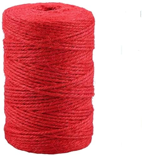 Image of KINGLAKE Natural Jute Twine - 328 Feet, Durable Packing String, Arts & Crafts Gift Twine, Red