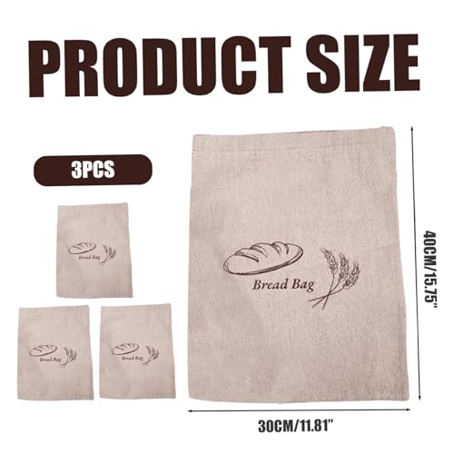 Bolsas de pan para mantener el pan fresco de lino con forro pack 3 3