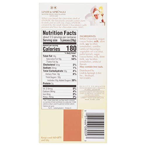 Image of Lindt LINDOR White Chocolate Truffle Bar, White Chocolate Candy with Smooth, Melting Truffle Center, 3.5 oz. Bar (12 Pack)