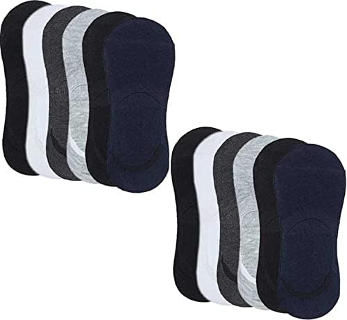 Unisex Mercerised Anti-Slip Cotton Loafer Socks (Grey White Blue Black, Free Size)