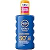 NIVEA SUN Schutz & Pflege Sonnenspray LSF 50+, wasserfestes Sonnencreme Spray mit Vitamin C & Hyaluron, schnell einziehender Sonnenschutz für 48h Feuchtigkeit (200 ml)
