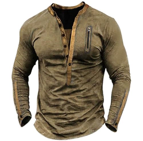 T-shirt manches longues col en V homme WINWUQB coton léger décontracté