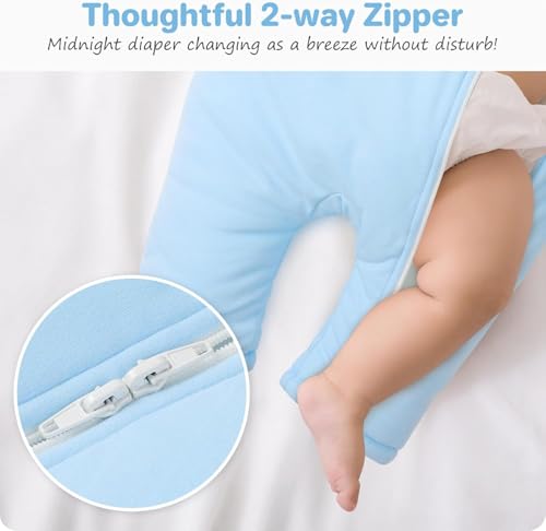 Image of Premium Cotton Baby Sleep Sacks with Legs Warm Winter 6-12 Months 2.5 Tog Ultra-Soft Wearable Blanket Sleeping Bag for Easy Diaper Changing Transition Unisex Sleep Bags for Newborn Infant Girls Boys