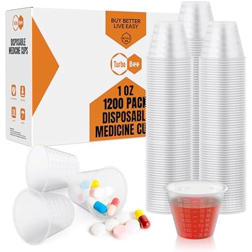 Turbo Bee Disposable Medicine Cups (1 oz) 1200 Pack,Small Plastic Measuring Cups for Medical Purposes, or Mixing and Measuring Resin, Epoxy, DIY Arts, Paint