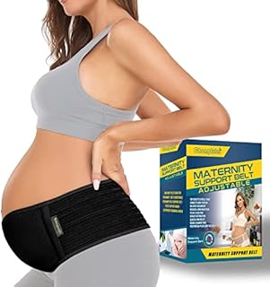Pregnancy Belly Band Maternity Belt Back Support Abdominal Binder Back Brace - Relieve Back, Pelvic, Hip Pain for Pregnancy Recovery(Black,One Size)
