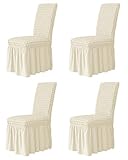 BLUESURGE Dining Chair Covers with Skirt, Chair Covers for Dining Room Set of 4, Durable Washable Hi