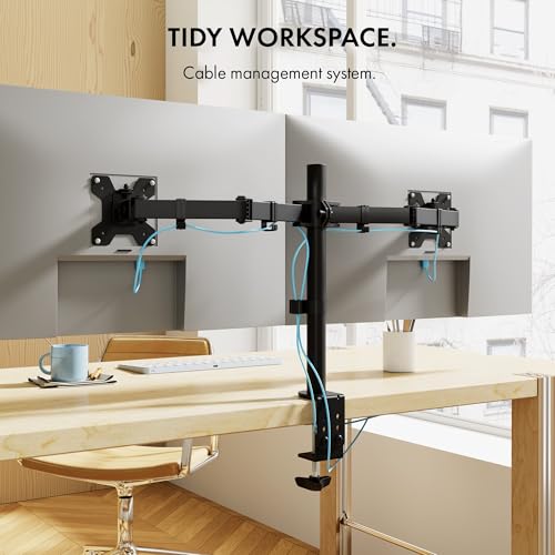 VonHaus Dual Monitor Stand for 13-32" Screens, Twin Monitor Mount with Desk Clamp, Height Adjustable, Easy Assemble Stand with Full Tilt, Rotation & Swivel Arms, VESA: 75x75 & 100x100mm - Image 6