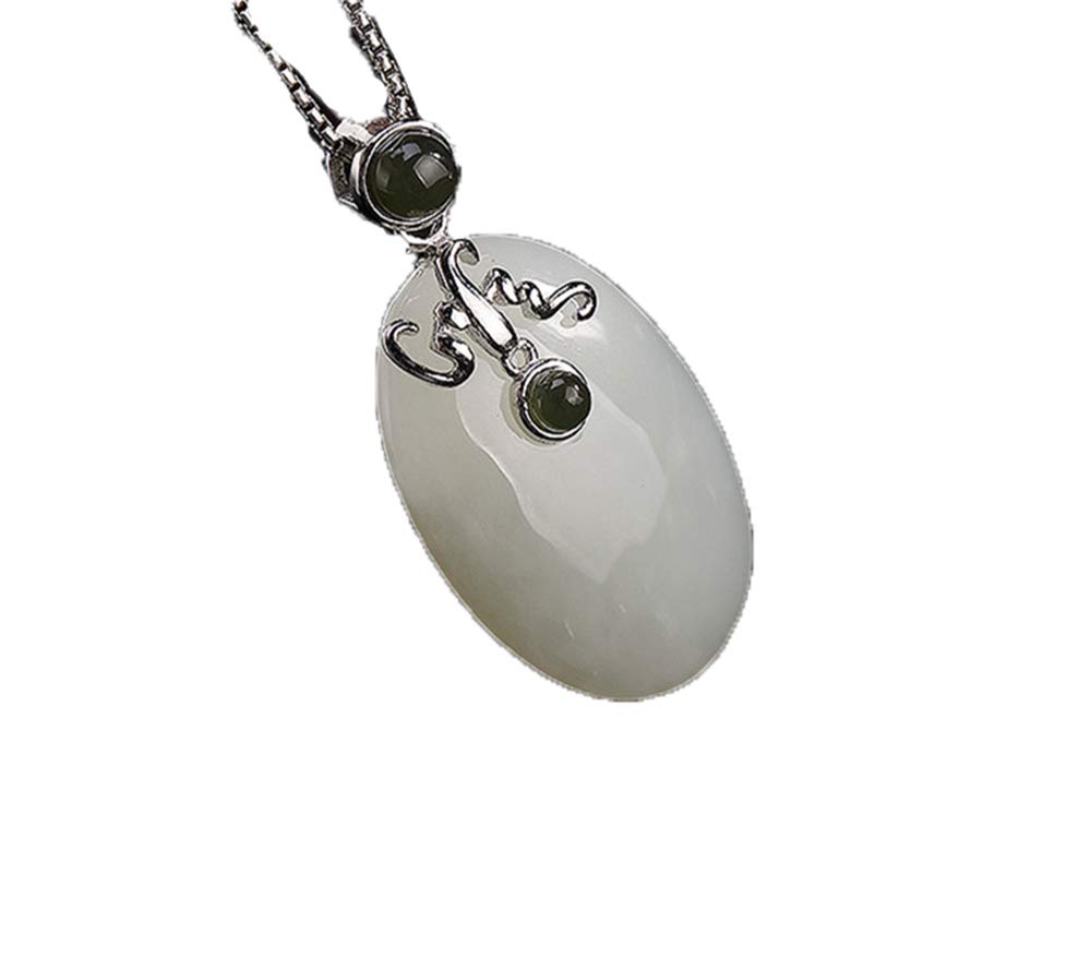 Bijoux fins en jade blanc naturel et collier en argent 925 de prestige