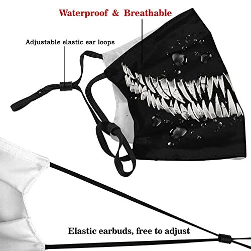 Scary Monster Mouth Teeth Face Mask With 2 Filters Washable Reusable Adjustable Balaclavas For Men Women & Teens #TOP3