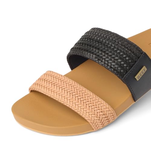 Image of REEF Vista Braid II Women's Fashion Slide Sandal, Vegan Leather Strap, Ultra Soft Cushion Footbed