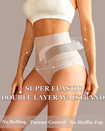 Image of FINETOO Light Tummy Control Underwear Women High Waisted Briefs Plus Size Shapewear Under Dress Ladies Panties S-XXXL