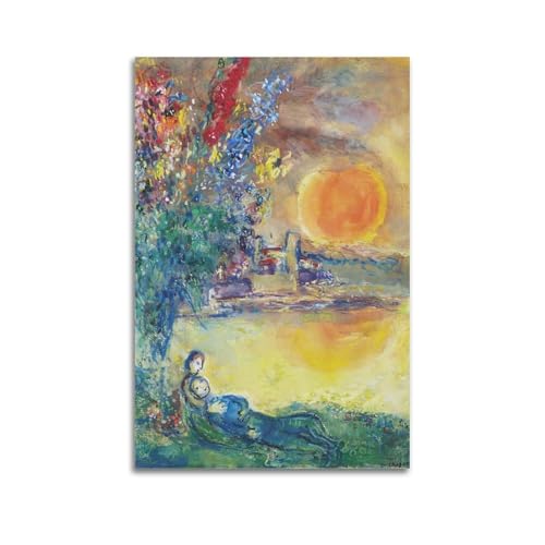 Póster artístico de pared con simbolismo inspirado en Chagall para un dormitorio relajante