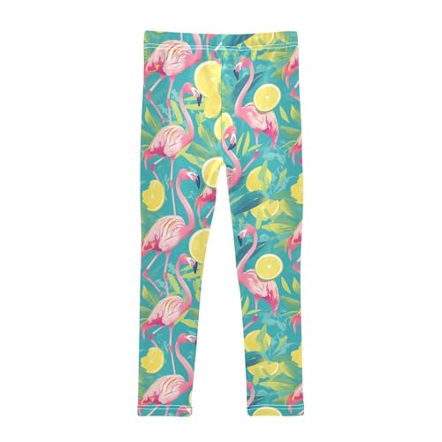 Vdsrup Girls Leggings Flamnigo Lemon Leaves Kids Length Leggings Pants Athletic Yoga Pants Toddler Tights Trousers 4T2