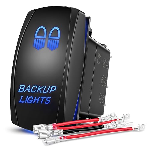 Nilight Backup Lights Rocker Switch Led Light Bar 5 Pin Laser On Off SPST switches 20A/12V 10A/24V Blue with Jumper Wires Set for Cars Trucks Boats ATVs UTVs RVs