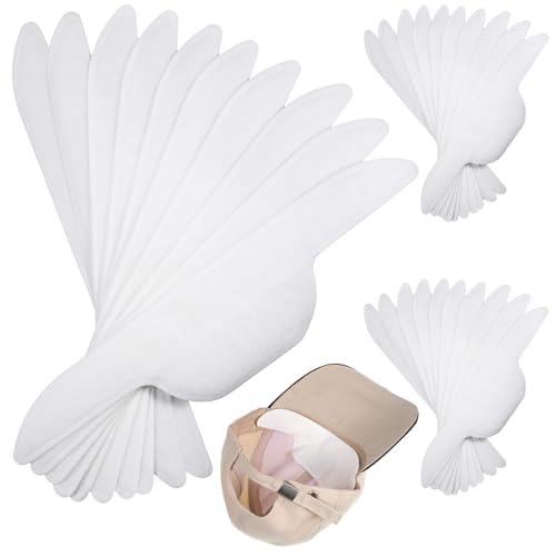 Hadnves 30 Pcs Hat Sweat Liner for Baseball Cap Absorbent Sweat Pads Disposable Hat Sweat Bands Protector for Golf Visors Sun Hat Prevents Stains Men Women Outdoor Sports Work Keep Hats Fresh White